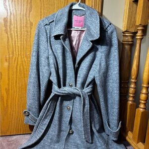 💛 Kate Spade Grey Trench Coat – Size XL (Like New!)